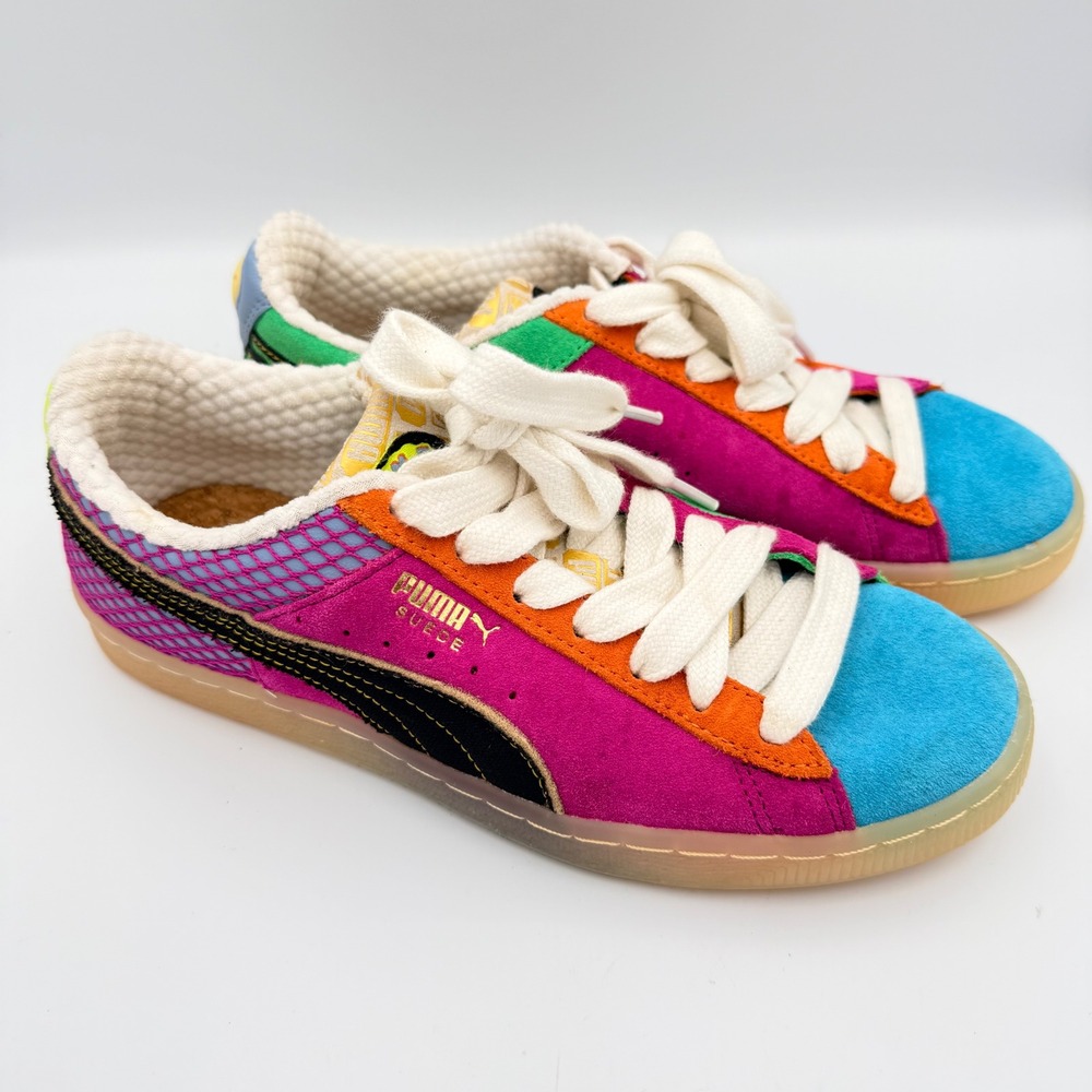 Puma Suede Market Multi-Color Patchwork Kids Sneakers 389085-01 Size 5.5Y - Picture 2 of 10